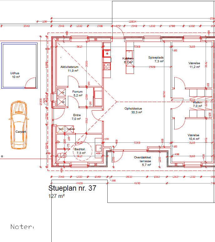 PLANTEGNING AF BOLIG PÅ 127M2