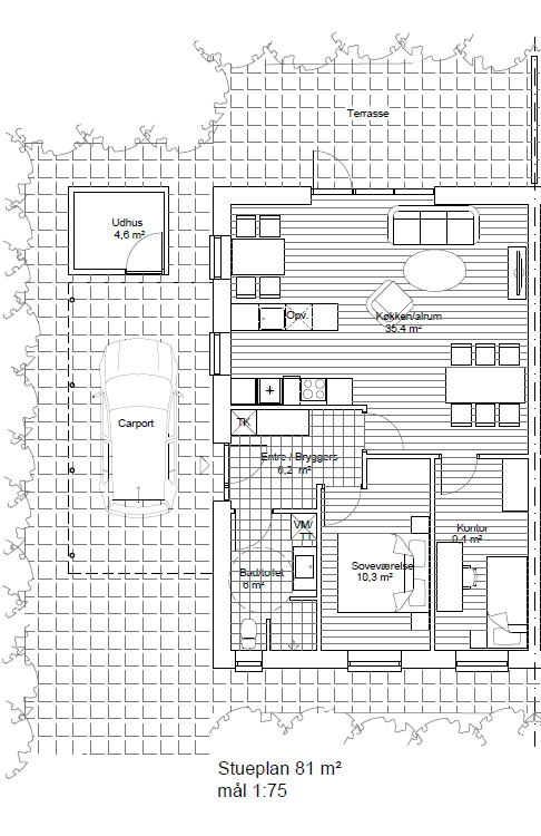 PLANTEGNING AF BOLIG PÅ 81M2